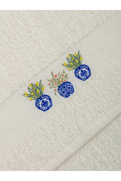 LC Waikiki LCW Ecru Κεντημένη Βαμβακερή Πετσέτα Προσώπου 50x80 εκ