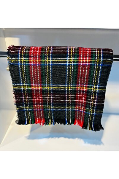 ŞURA ŞAL Χειμερινό κόκκινο σκοτσέζικο σάλι με λακαρισμένο ώμο