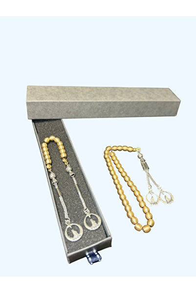 Atölye Asya Pirinç Tesbih & Zaza Set ( Göktürk Alfabesi “ Türk “ Püsküllü )