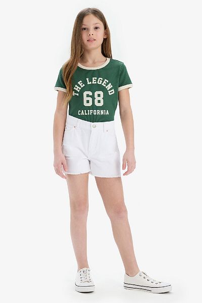 DeFacto Girls' Ripped Detail Cotton Jean Shorts D9649A825Sm