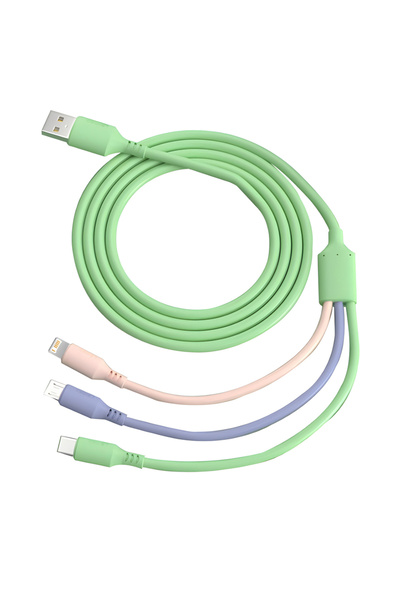 Choice كابل USB أخضر 3 في 1 5 أمبير لهاتف iPhone 14 13 12 11 Pro Max كابل شحن...