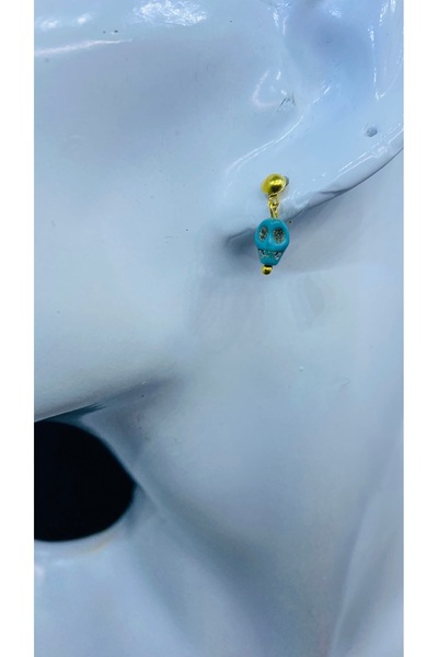 Porsuk Alternatif Handmade Ceramic Skull Figure Earrings