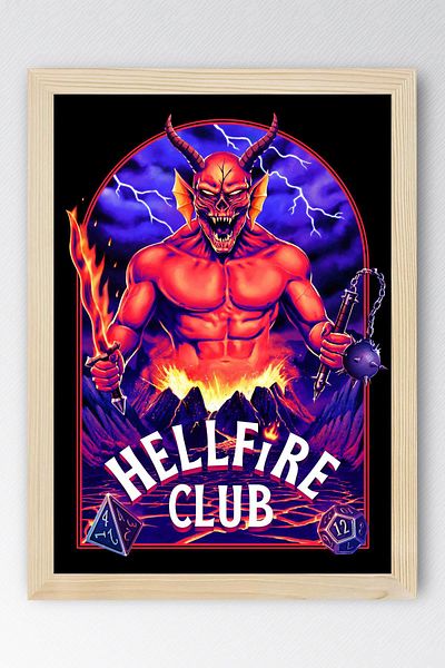 Saturn Stranger Things Hell Fire Club Framed Painting - Tv Series Poster Painting