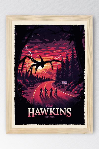 Saturn Stranger Things Hawkins Framed Painting - Tv Series Poster Painting