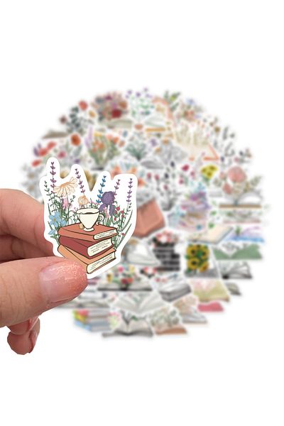 Choice 50pcs 50pcs Pack Cartoon Flower In Book Sticker Vinyl Waterproof For Water Bottle Laptop Scrapbookin