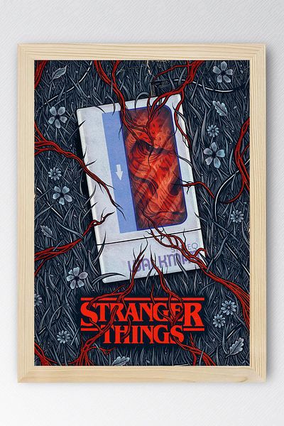 Saturn Stranger Things Demogorgon Framed Painting - Tv Series Poster Painting
