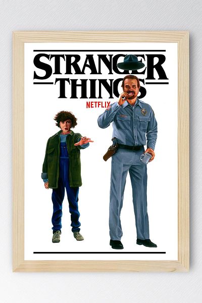 Saturn Stranger Things Jim Hopper Framed Painting - Tv Series Poster Painting