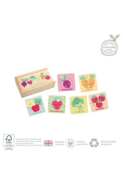 Orange Tree Toys Ξύλινο παζλ σε κουτί Λαχανικά, Παιχνίδια Πορτοκαλιάς