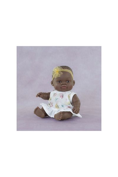 Miniland African girl baby doll 21 cm in dress, scented body, My Friends and Me collection