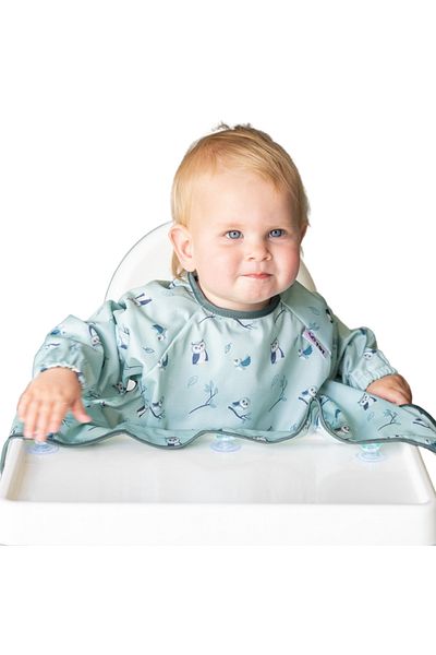 Tidy Tot Bib with sleeves and suction cups - Owls