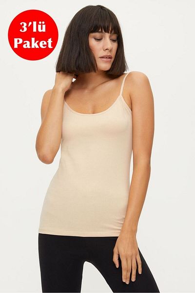 Bross Lycra Rope Strap 3-Piece Skin Women's Undershirt 1246