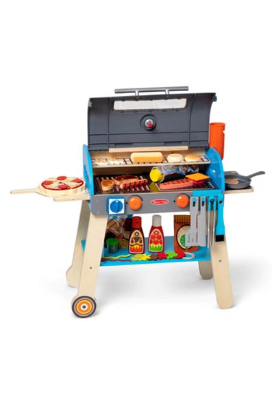 Melissa & Doug Ξύλινο σετ παιχνιδιού με αξεσουάρ για ψησταριά και πίτσα