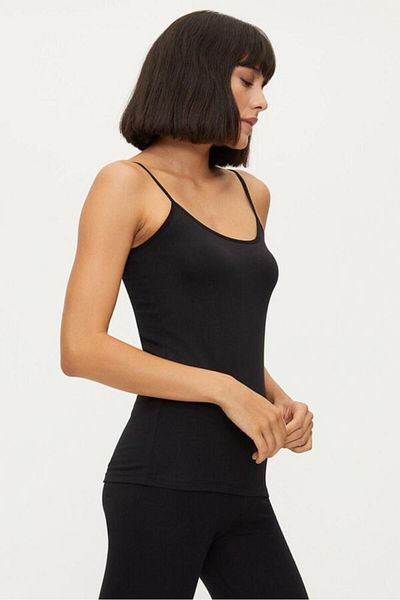 Bross Lycra Rope Strap 3-Piece Black Women's Undershirt 1246