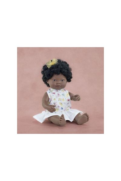 Miniland African girl doll 38 cm in dress, scented body, My Friends and Me collection