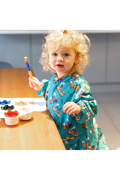 Tidy Tot Long bib with pocket - Trains