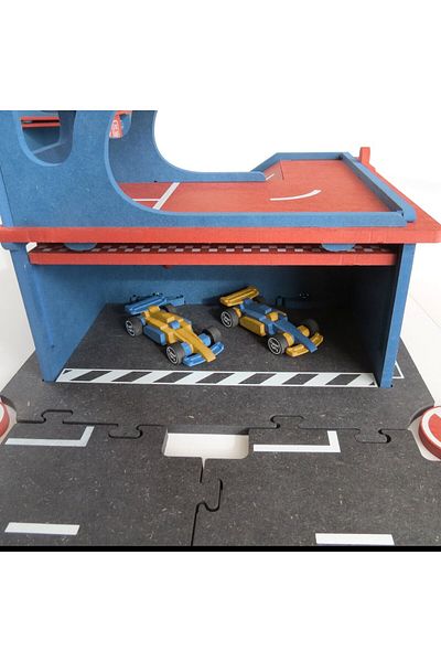 Croc toys Construction set Modular garage with track and 2 racing cars, Croc toys