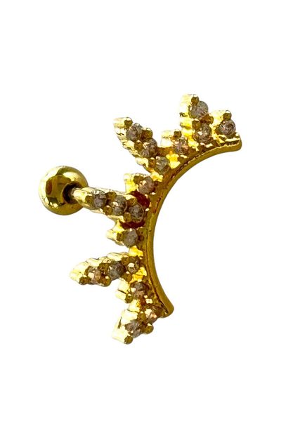 TAKIŞTIR Gold Color Stone Detailed Surgical Steel Tragus/ Cartilage Earring/Piercing (Single)