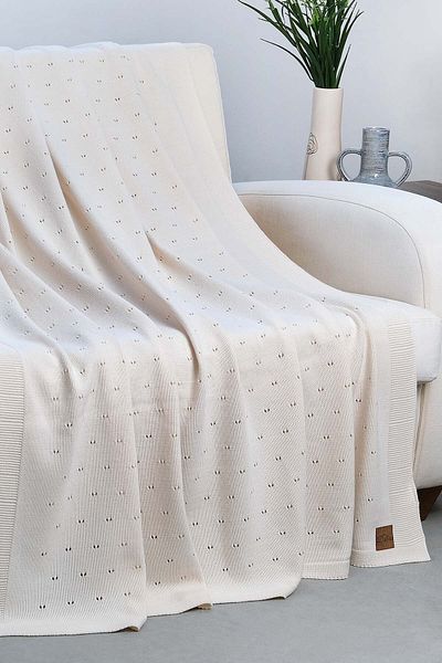 DALİSA Lightweight Breathable Knitted Tv Blanket - Seat Cover, Openwork Pattern