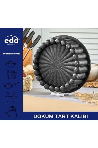 Eda قالب كيك تارت جرانيت رمادي 26 سم ZK 932