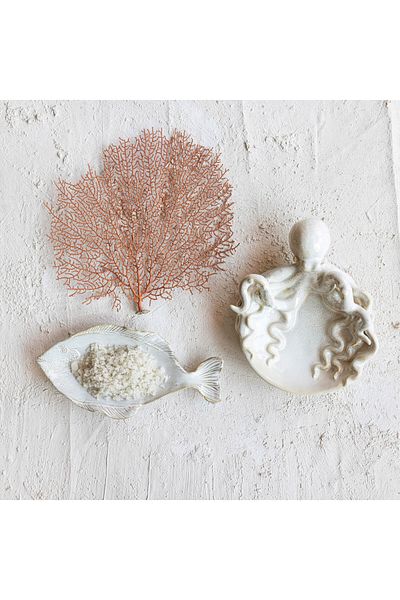 Warm Design Octopus Patterned Glazed White Ceramic Pot