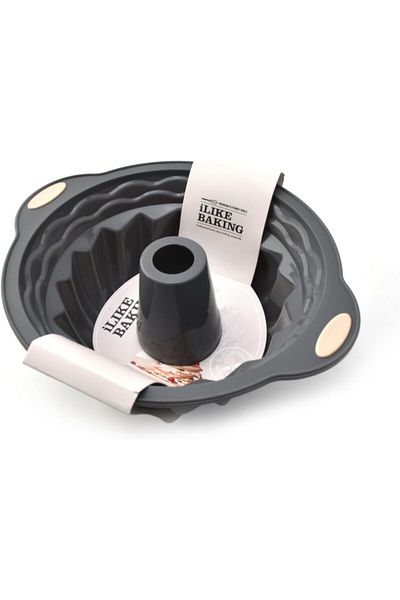ORCHID ILB Round Silicone Metal Bundt Cake Pan, Non-Stick Baking Mold with Reinforced Steel Frame