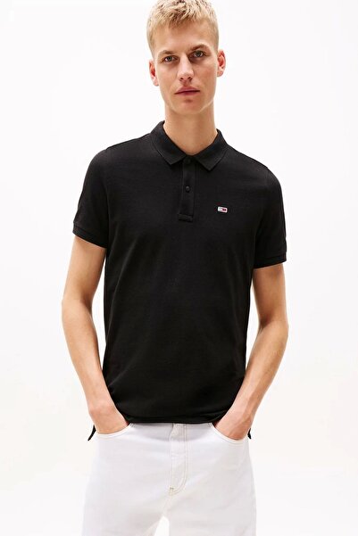 Tommy Hilfiger Tommy Jeans TJM SLIM PLACKET POLO EXT Erkek SİYAH T-shirt DM0D...