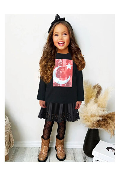 By Piera تي شيرت يوم الطفل 23 أبريل مع الهلال والنجمة والهولوغرام أتاتورك 077895