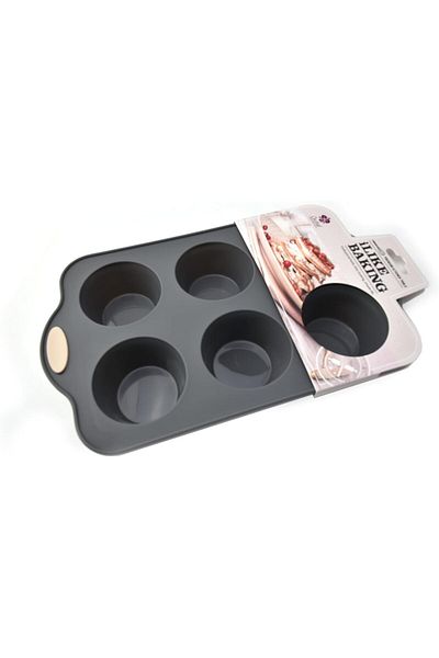 ORCHID ILB 6Pcs Silicone & Metal Muffin Cake Pan, Non-Stick 6-Cup Cupcake Baking Tray