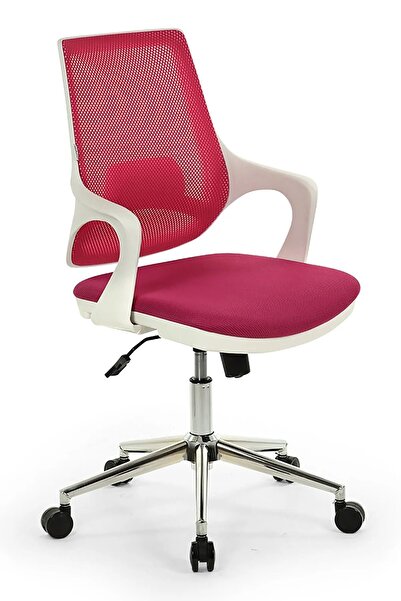 obc ofis büro concept Kontez beyaz kollu çalışma sandalyesi ofis koltuğu pembe