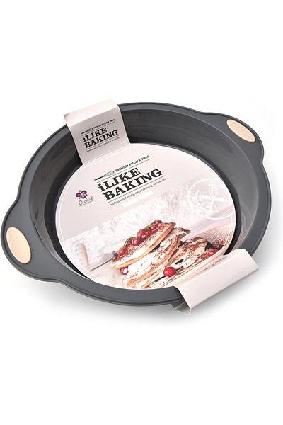 ORCHID ILB Round Silicone Metal Baking Mould, Non-Stick Food-Grade Cake Pan, Reinforced Steel Frame