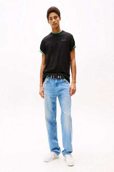 Tommy Hilfiger Tommy Jeans Tjm Slim Linear Chest Ss Tee Ext Men's Black T-Shirt Dm0Dm21188Bds