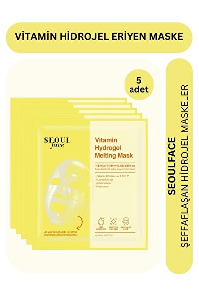 Dermal Vitamin Hydrojel Şeffaflaşan Kore Yüz Maskesi Nemlendirici Eriyen Maske 34 gr. 5 Adet