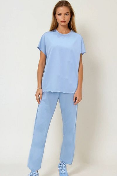 VAGGON Set de trening pentru damă, albastru, cu decolteu, confortabil, Vgn-x5885