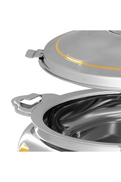 ALSAIF Inner Stainless Steel Casserole, Insulated Hot Pot, Keep Food Hot & Fresh, 2.5 Liter, Silver/gold