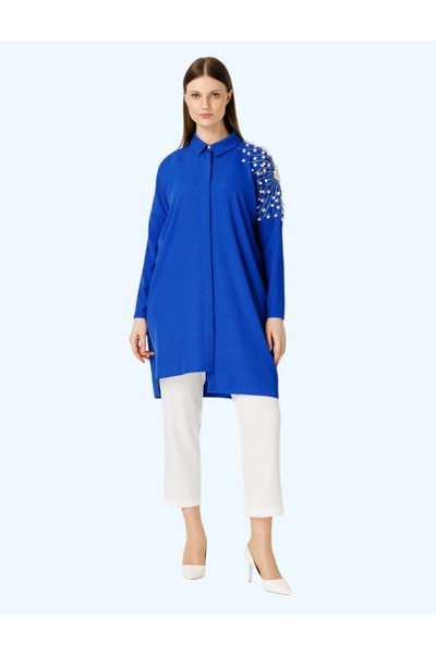 MÜSEMMA OMZU TAŞ DETAYLI GÖMLEK