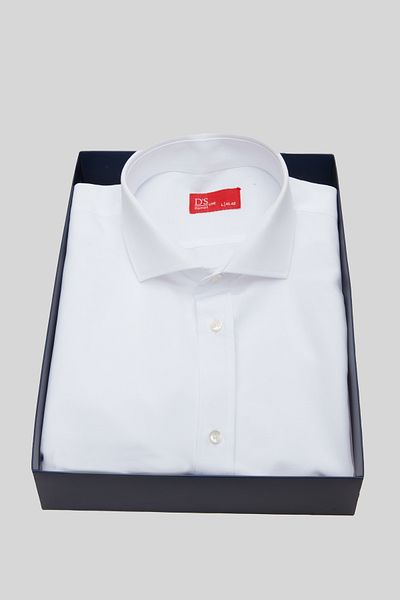 D'S Damat Тениска Slim Fit White Boxed Shirt