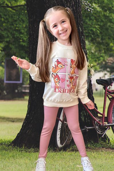 EQRU Girls' Long Sleeve Two Yarn Seasonal Set with Leggings - Dusty Rose