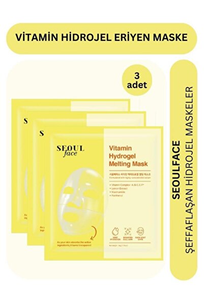 Dermal Vitamin Hydrojel Şeffaflaşan Kore Yüz Maskesi Nemlendirici Eriyen Maske 34 gr. 3 Adet