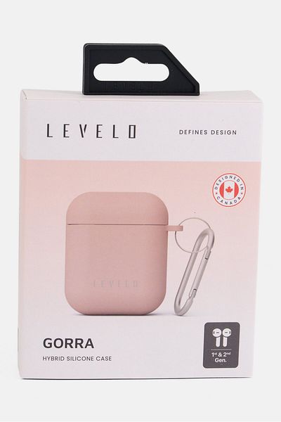 Levelo Silicone Airpods 12 Case With Carabiner, Pink