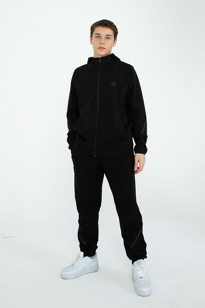 Black One Σετ αθλητικής φόρμας με φερμουάρ για αγόρι/κορίτσι με λεπτομέρεια με κουκούλα