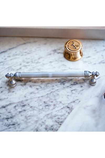 Badem10 10 buc. Mobilier Shah Bucătărie Sertar Dulap Ușă Dulap Culoare Cromată 128 Mm Mâner Metal Mâner Mâner