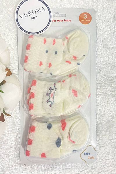 VERONA TARZ Soft Baby Girl Socks Set - 0-6 Months, 3-Piece
