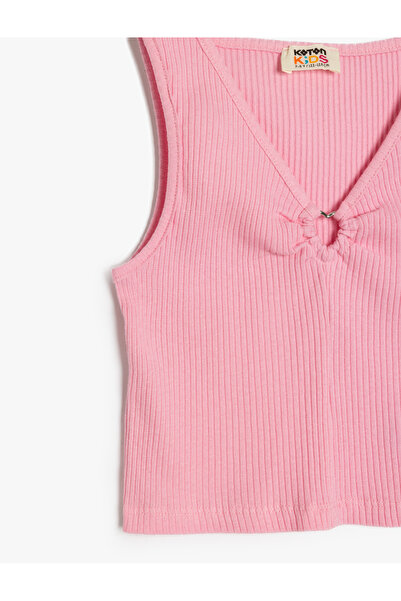 Koton Cotton V-Neck Sleeveless Basic Crop Tank Top