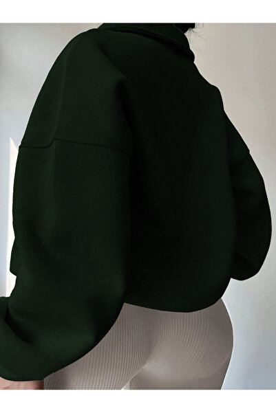 YAKAMEL Pulover de damă cu jumătate de fermoar, cu guler înalt, simplu, fără ...