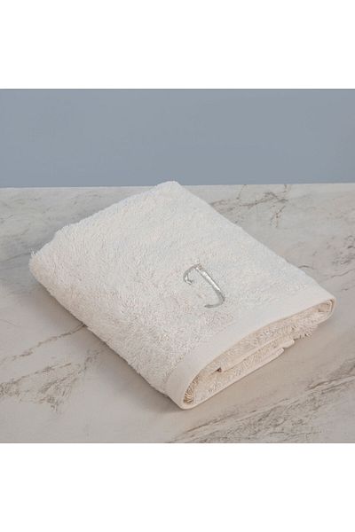 Chakra Solid Embroidered Face Towel 50x90 cm(J) Ecru