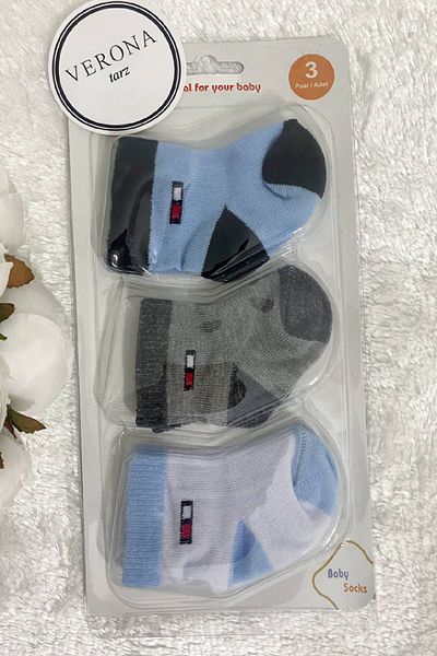 VERONA TARZ Set of 3 Socks for Newborn Baby Boy - 0-6 Months