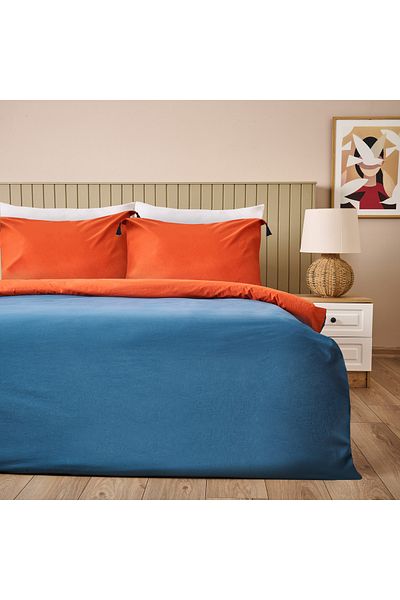 Evidea Soft Colorful Double Duvet Cover Set - Tile / Navy Blue
