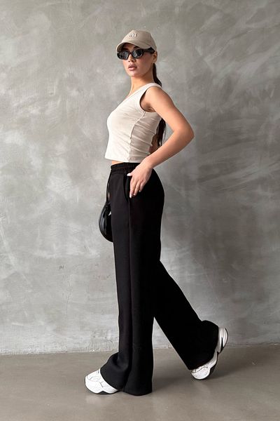 Madmext Schwarze Jogginghose für Damen mit entspannter Passform, verstellbare Taille, weites Bein MG2122