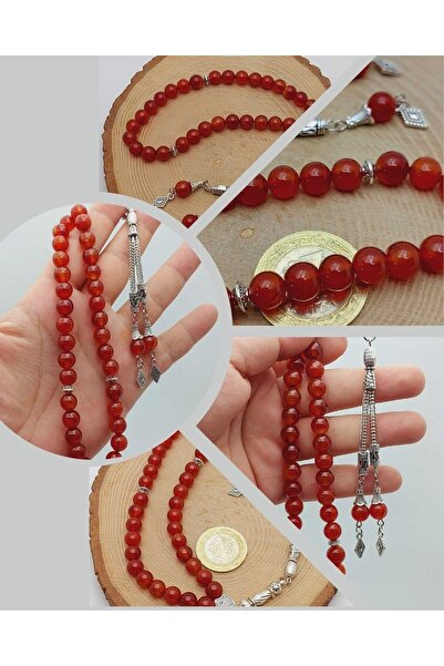 Yasamtohumu مسبحة حجر العقيق اليمني 33 قطعة 8 ملم (55998)