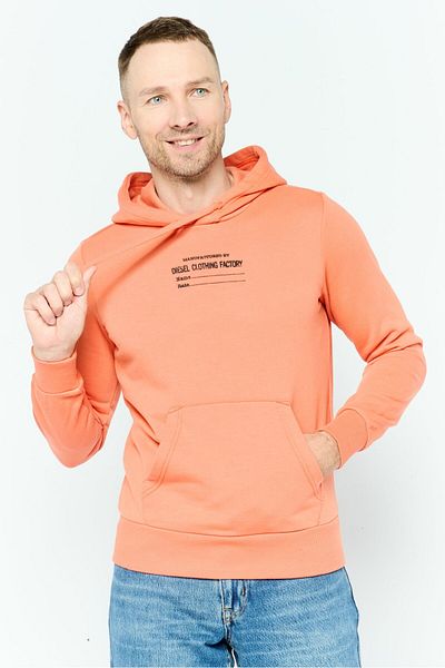 Diesel Men Hooded Graphic Print Long Sleeves Sweatshirt, Orange